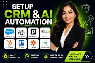 setup crm salesforce manychat pipedrive zoho hubspot trello zapier ai automation