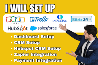 setup crm salesforce bitrix24 pipedrive zoho hubspot trello automation