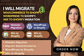 migrate woocommerce to shopify, wordpress to shopify, wix to shopify migration