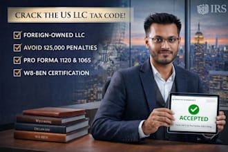 prepare form 5472, 1040, pro forma 1120 for foreign llc, llc tax, 1065, w8 ben