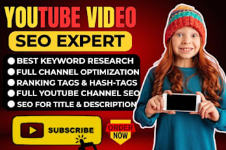 setup youtube channel you tube SEO expert higher ranking organic growth manager