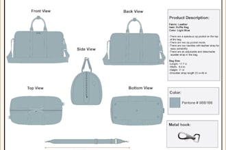 design your bag, handbag, backpack, luggage, wallet, and make a tech pack
