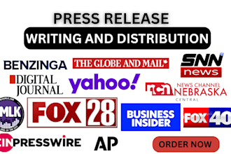 write and distribute press release to top media sites PR distribution