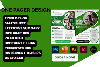 design canva flyer one pager executive summary postcard infographics sales sheet