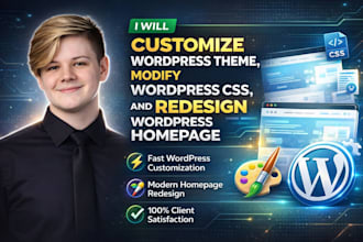 customize wordpress theme modify wordpress CSS and redesign wordpress homepage