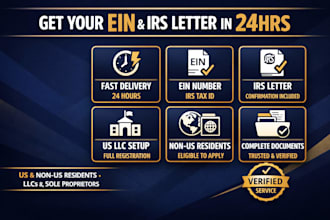 get US ein, tax id and the irs confirmation letter for your llc