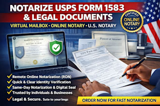 notarize form usps 1583 for virtual mailbox notarize legal document, US notary