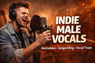 be indie vocals, male harmonies, vocal track, indie songwriting, folk male