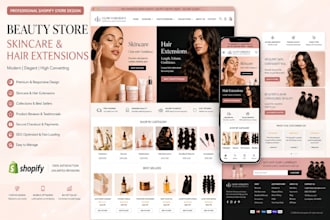 design a beauty shopify store skincare store and hair extension website