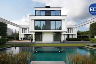 high end residential design gorgeous modern villa outdoor lounge 3dsmax render
