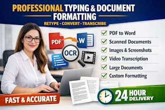 do professional typing, retyping, document formatting services fast