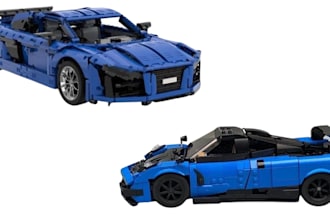 model 3d lego digital cars, buildings, minifigures, ships, with xml part list