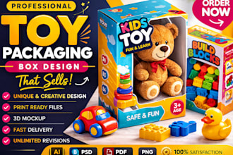 design creative toy packaging, kids product label window box, brand baby product