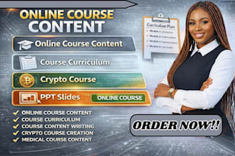 create online course content, course curriculum, crypto course and PPT slides