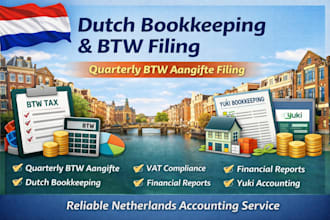 provide dutch bookkeeping and quarterly btw aangifte filing