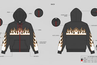 design cloth tech pack sport wear germant fashion techpack for manufacturing