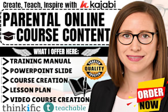 create a complete parenting online course with slides, video and workbook
