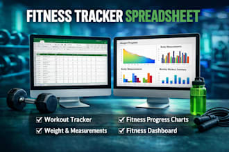 design a fitness tracker spreadsheet, workout planner, progress tracker sheet