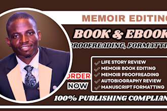 proofread edit format memoir book ebook, autobiography manuscript review