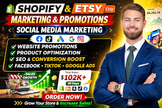 setup shopify marketing promote etsy store with facebook, tiktok, or google ads