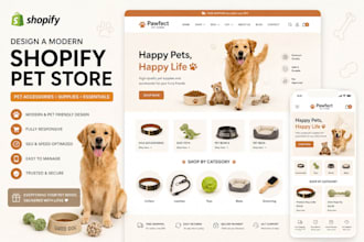 design shopify pet store, dog pet accessories store, and pet supplies website