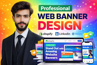 design web banner, hero slider, linkedin and shopify banners