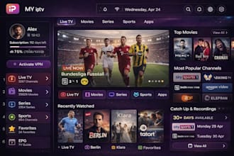 develop smart TV iptv ott apps for samsung, lg, roku, android tv and admin panel