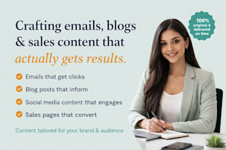 write newsletter email copy writing articles blog post social content sale pages