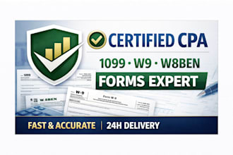 be CPA preparing 1099 nec, misc, w9, w8ben, 1040, 1040nr forms
