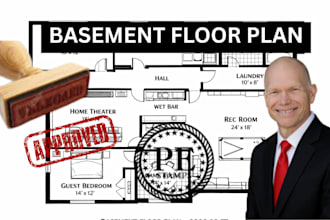 do full permit structural plan, basement plan, floor plan, elevation for USA