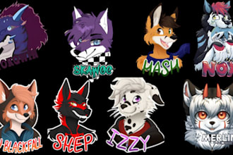 draw furry pfp, furry badge, icon, headshot, furry ych, stickers or emote pack