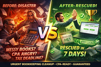 clean up your messy quickbooks or xero books urgently