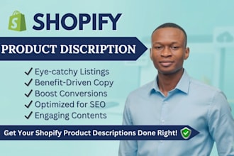 write or edit shopify product description, product page copywriting