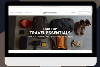 design travel essentials store, packing cubes, travel acessories shopify store