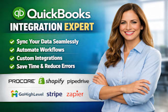 integrate quickbooks, procore, shopify, pipedrive, gohighlevel, stripe, zapier