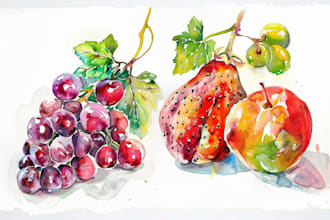 draw watercolor food illustration