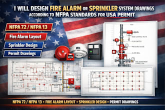 design fire alarm or sprinkler system drawings according to nfpa standard USA
