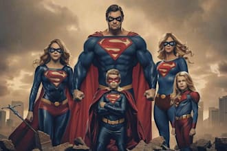 make a family superhero portraits for you