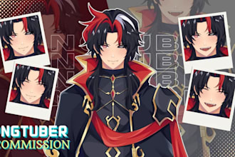design a custom pngtuber avatar or png tuber model in anime style male pngtuber