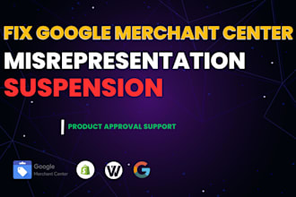 fix google merchant center misrepresentation,  suspension