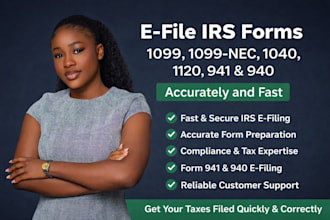 efile irs forms 1099, 1040, 1120, 941, 940 accurately and fast