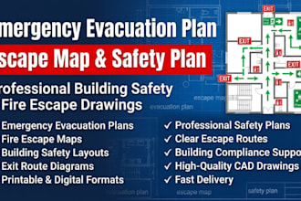 design emergency evacuation plan, escape map, and safety plan for building