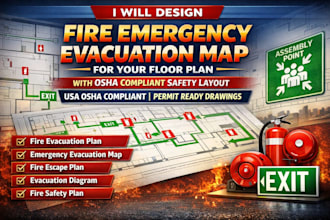design fire emergency evacuation map for your floor plan with osha compliant