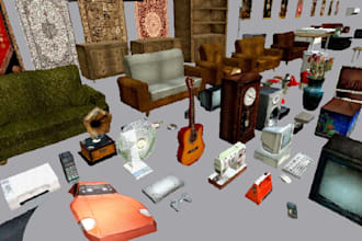 create custom retro 3d ps1, ps2, psx assets, props, object, icons for your game