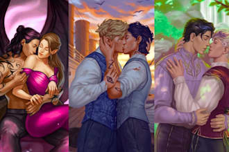 draw romance book cover illustration lgbtq for amazon kdp ebook novels paperback