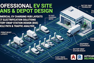 design commercial ev charging station layouts and fleet depot site plans