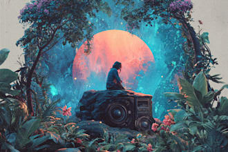 create bold music cover illustrations for bands and artists