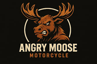 give eye catchy bold angry moose motorcycle logo with my own creative thinking