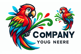 do super beautiful parrot mascot logo just for you