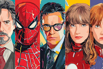 illustrate a superhero pop art portraits
